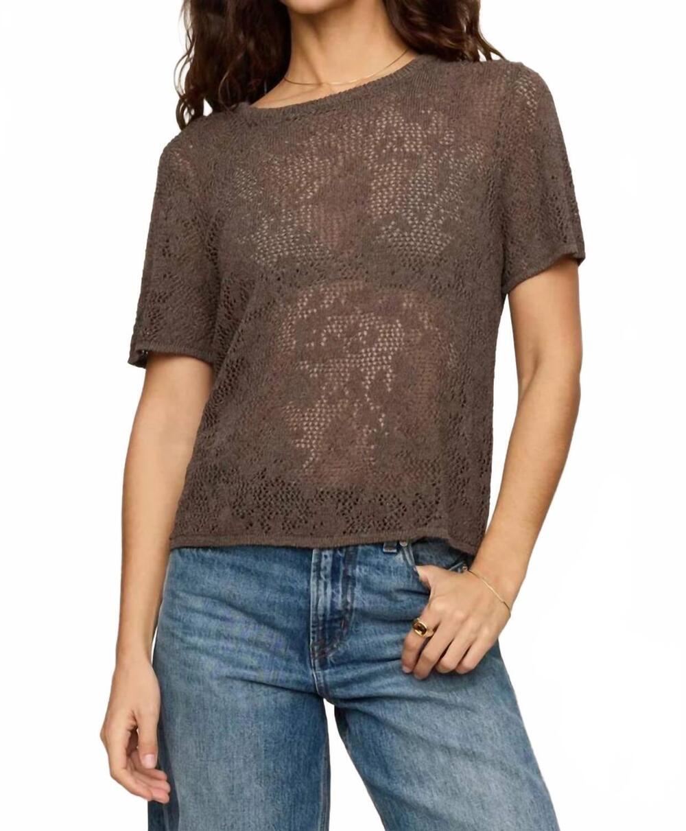 NEW Z SUPPLY waverton crochet sweater tee in cocoa latte